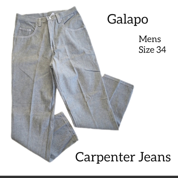 GALAPO DEAD STOCK MENS CARPENTER JEANS SIZE 34 100% cotton DENIM - Picture 1 of 10